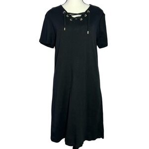 Carmen Marc Valvo COTTON Tie Up Dress‎ Casual Summer Short Sleeve Size M